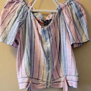 DREW Pastel Linen Blouse L